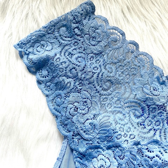 NWT Free People Scallop Edge Lace Crop Bralette Blue Periwinkle Size Small - Picture 8 of 14